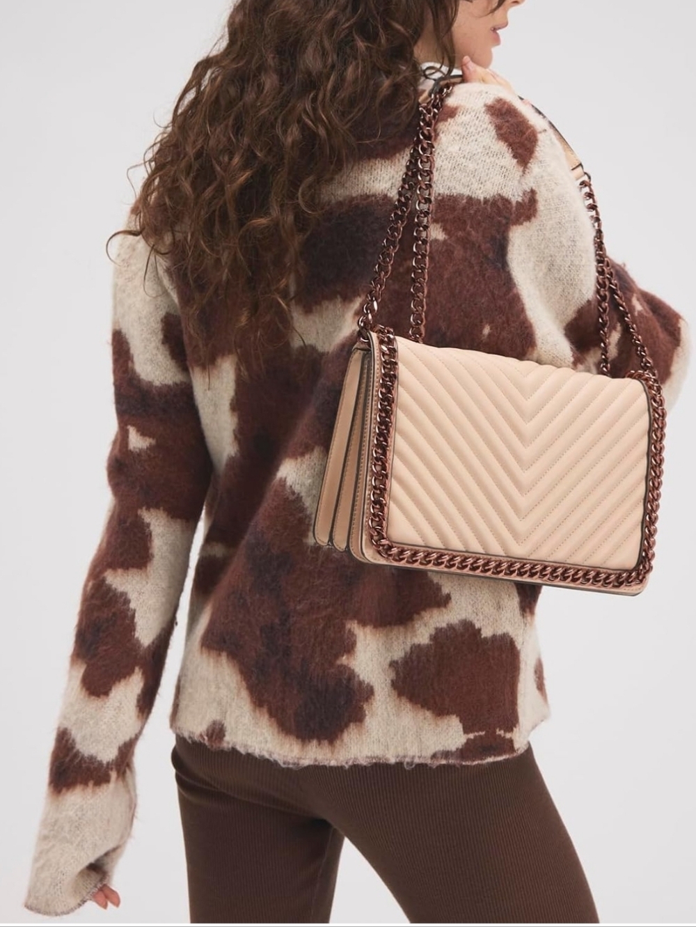 ALDO Greenwald Crossbody Bag - Quilted Chevron in Beige/Nude - NWT